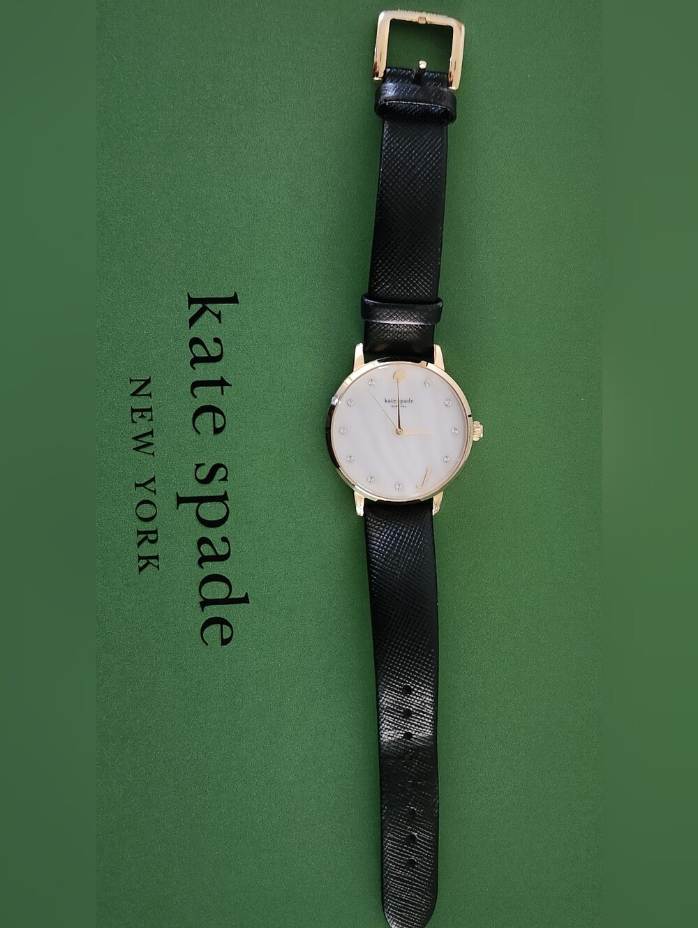 Kate Spade "J" Black & Gold Watch - Picture 2 of 5